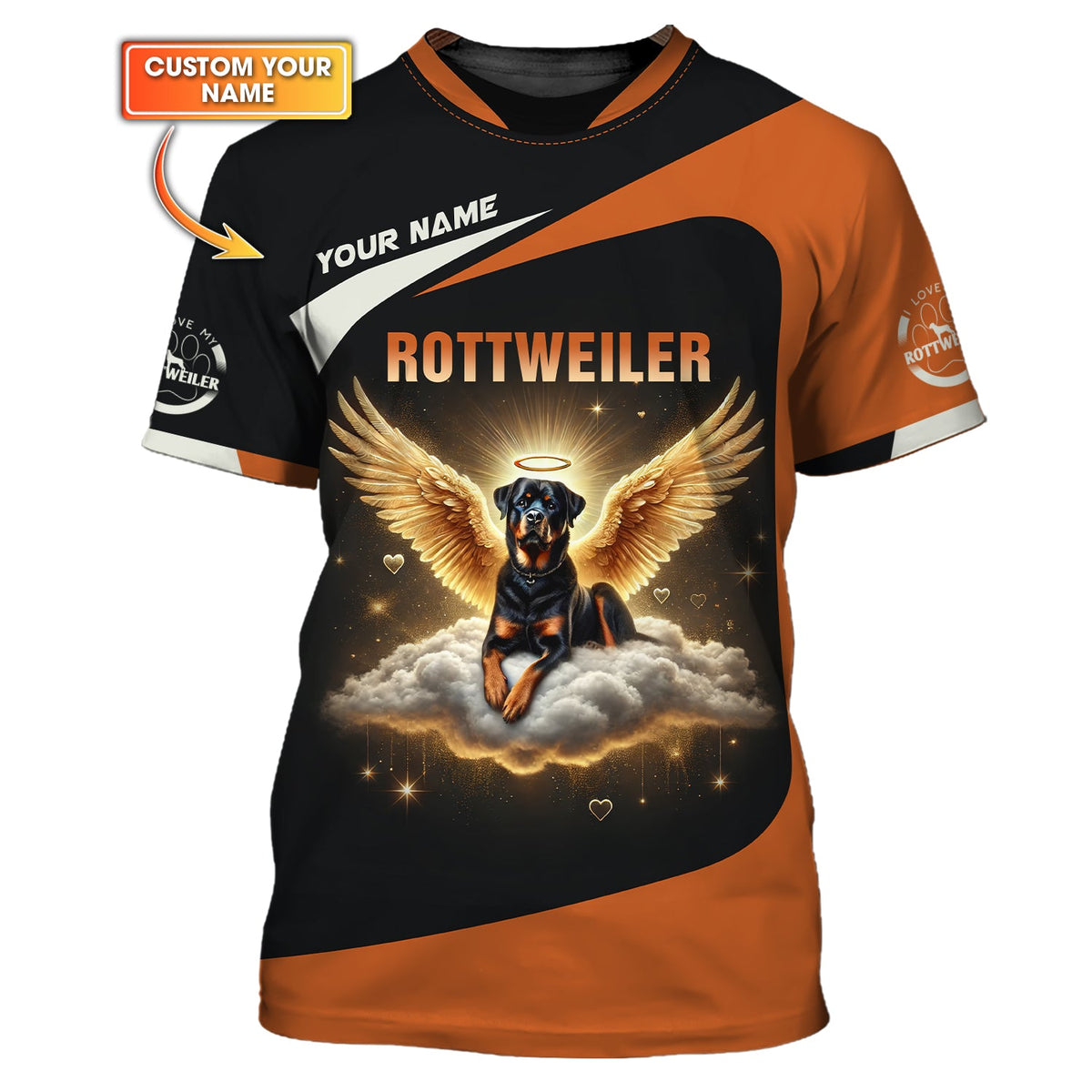 Blisscorners Custom Rottweiler Angel T-Shirt Personalized Name Gift For Dog Lovers
