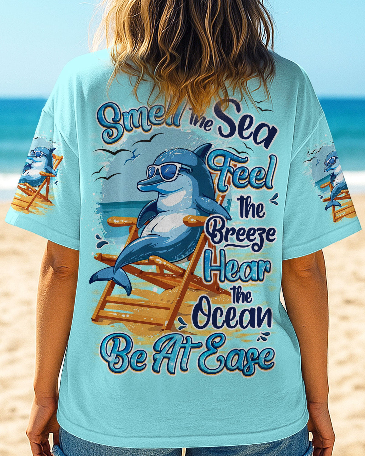 BLISSCORNERS SMELL THE SEA FEEL THE BREEZE DOLPHIN ALL OVER PRINT