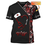 Blisscorners 3D Full Print Stethoscope Heart T-Shirts Personalized Name Gift For Nurse Lovers