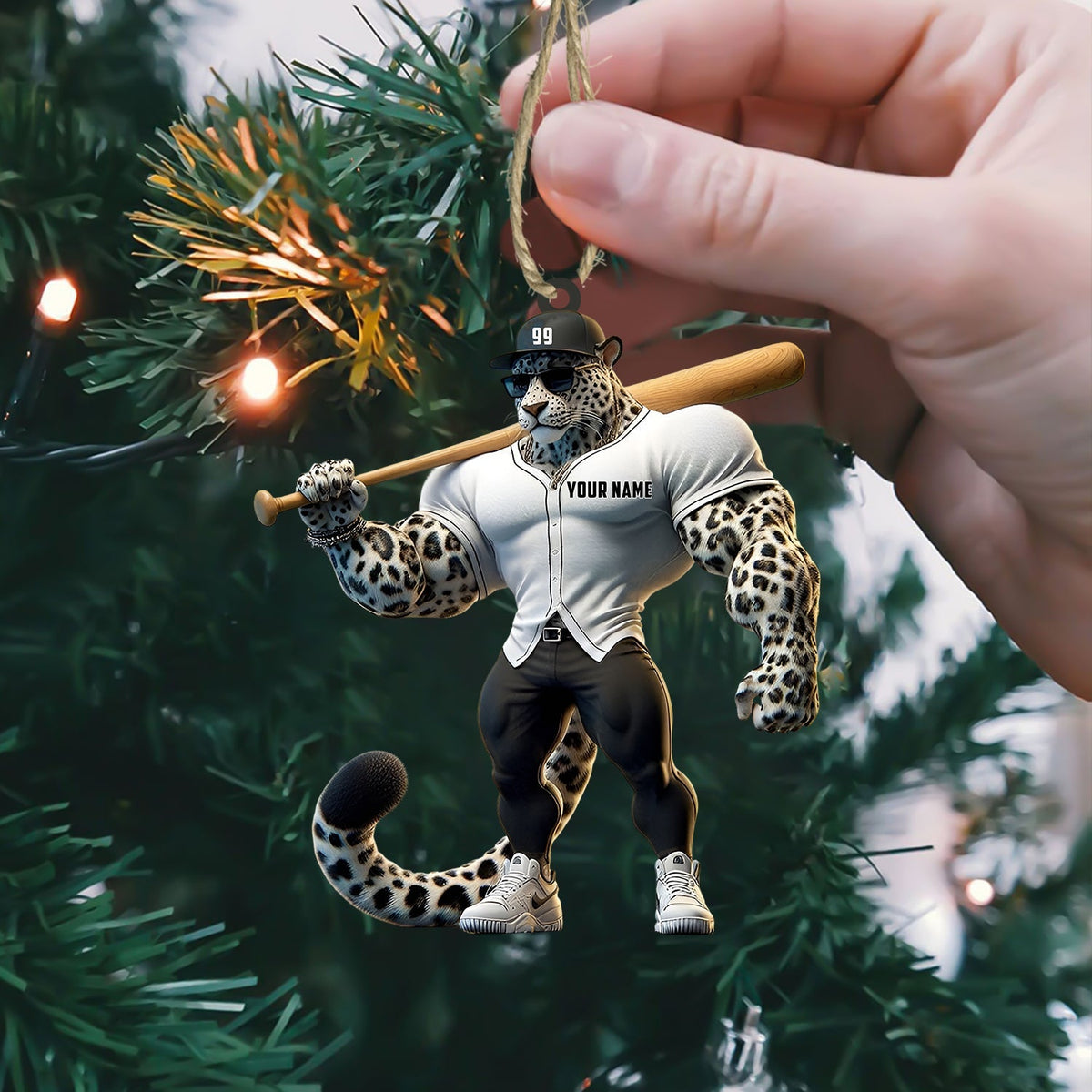 Blisscorners Baseball Leopard Christmas Ornament, Personalized Ornament2D Flat LM2211