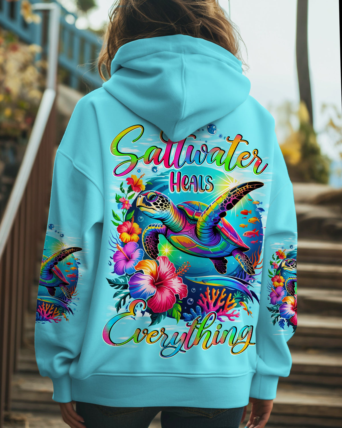 BLISSCORNERS SALTWATER HEALS EVERYTHING TURTLE ALL OVER PRINT