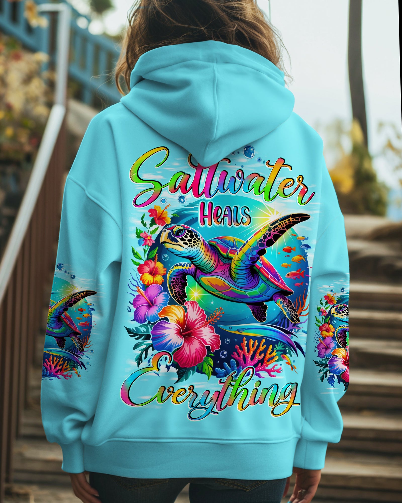 BLISSCORNERS SALTWATER HEALS EVERYTHING TURTLE ALL OVER PRINT