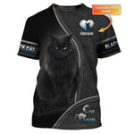 Blisscorners Black Cat Custom Name Cat Mom 3D Shirt Gift For Cat Lovers