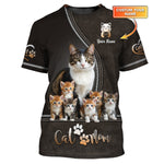 Blisscorners Adorable Cat and Kittens Custom Name Cat Mom 3D Shirt Gift For Cat Lovers
