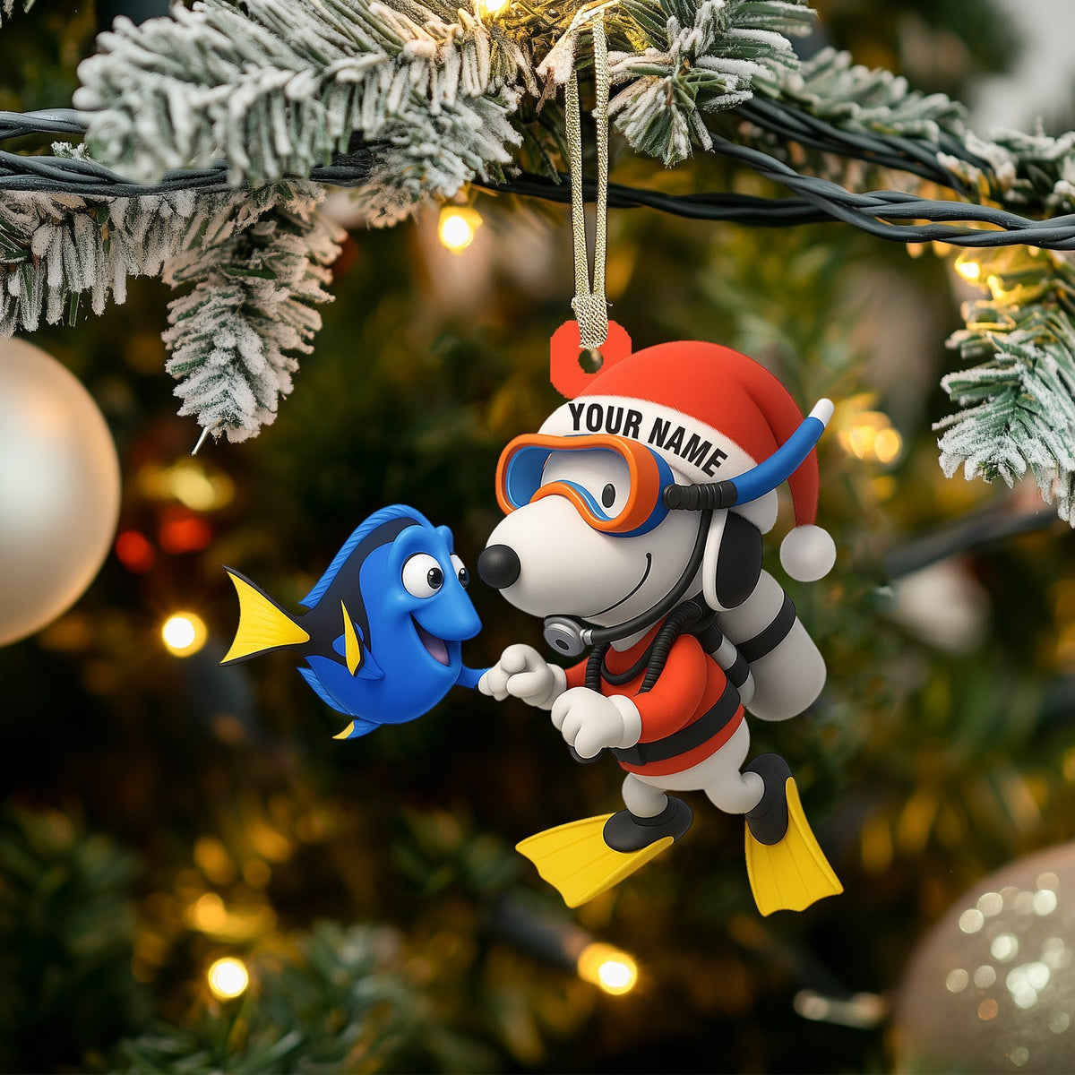 Blisscorners Christmas Diving Home Decor, Christmas Ornament, Personalized Ornament2D Flat LM2111