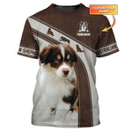 Blisscorners 3D Full Print Australian Shepherd T-Shirts Personalized Name Gift For Dog Lovers