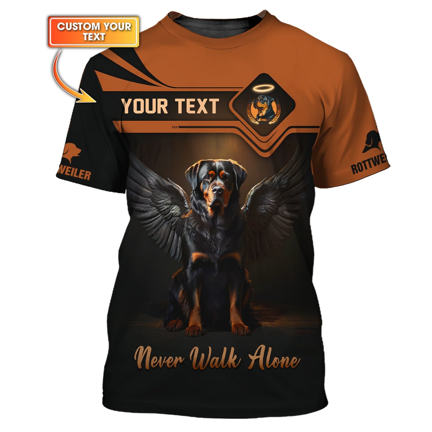 Blisscorners Rottweiler Custom T-Shirts Never Walk Alone 3D Shirt Gift For Dog Lovers