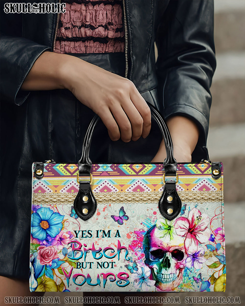 BLISSCORNERS YES I'M A B BUT NOT YOURS LEATHER HANDBAG