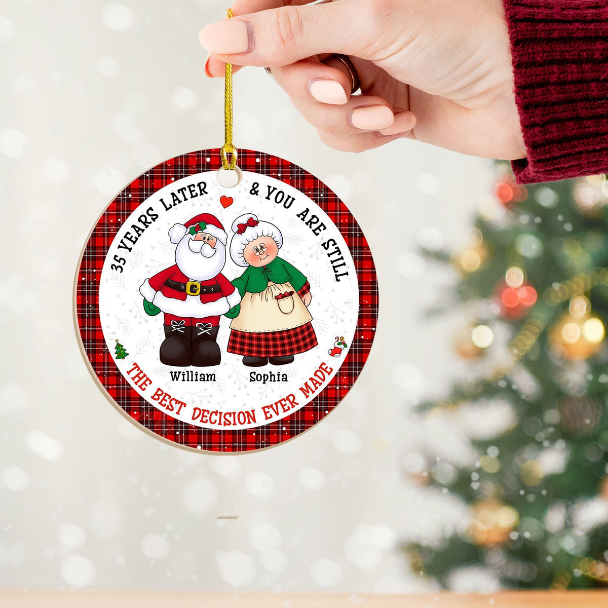 Blisscorners The Best Decision I Ever Made - Personalized Custom Shaped Wooden Ornament - Gift For family, Couple Gift2D Flat LM2111