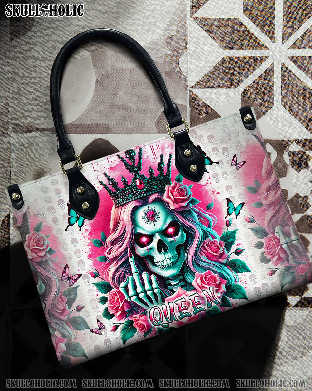 BLISSCORNERS SKULL QUEEN LEATHER HANDBAG