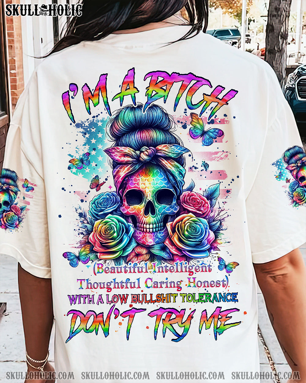 BLISSCORNERS IF MY MOUTH DOESN'T SAY IT SKULL MESSY BUN ALL OVER PRINT