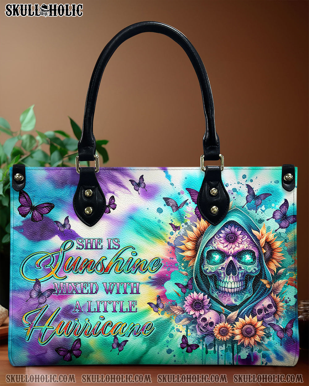 BLISSCORNERS SHE IS SUNSHINE REAPER SUNFLOWER TIE DYE LEATHER HANDBAG