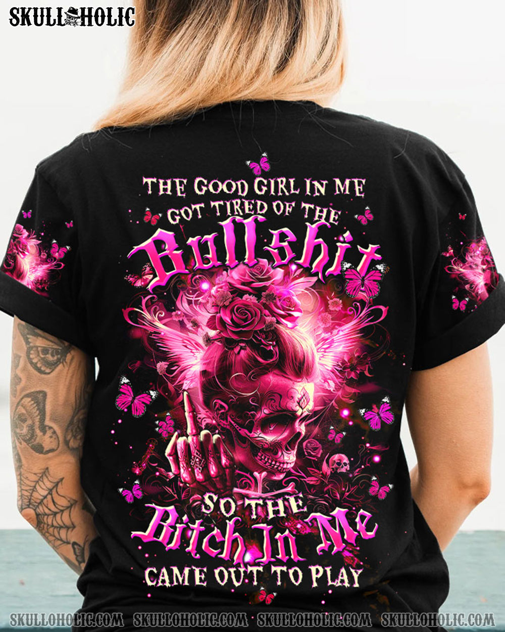 BLISSCORNERS THE GOOD GIRL IN ME MESSY BUN ALL OVER PRINT