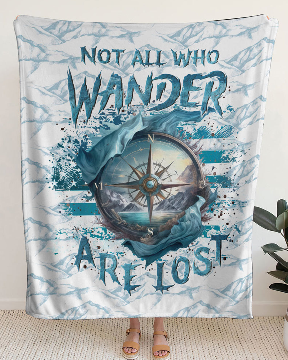 BLISSCORNERS NOT ALL WHO WANDER ARE LOST WOVEN AND FLEECE BLANKET