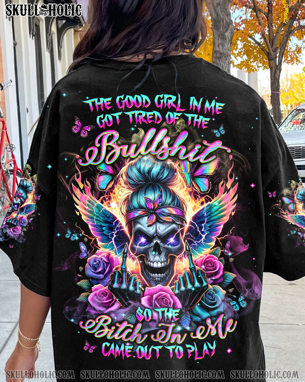 BLISSCORNERS IF MY MOUTH DOESN'T SAY IT SKULL MESSY BUN ALL OVER PRINT