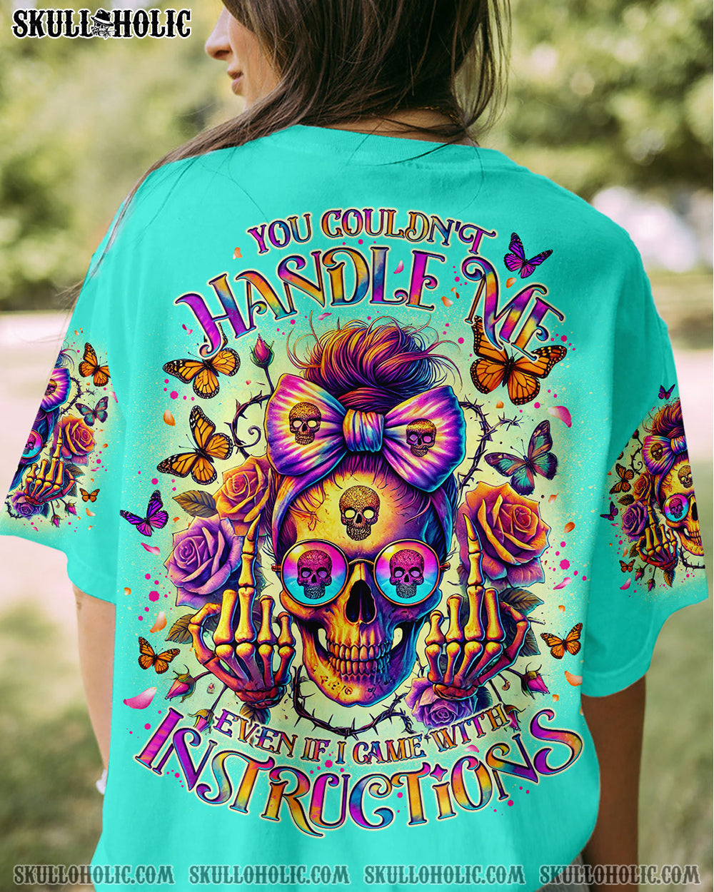 BLISSCORNERS YOU COULDN'T HANDLE ME MESSY BUN SKULL ALL OVER PRINT