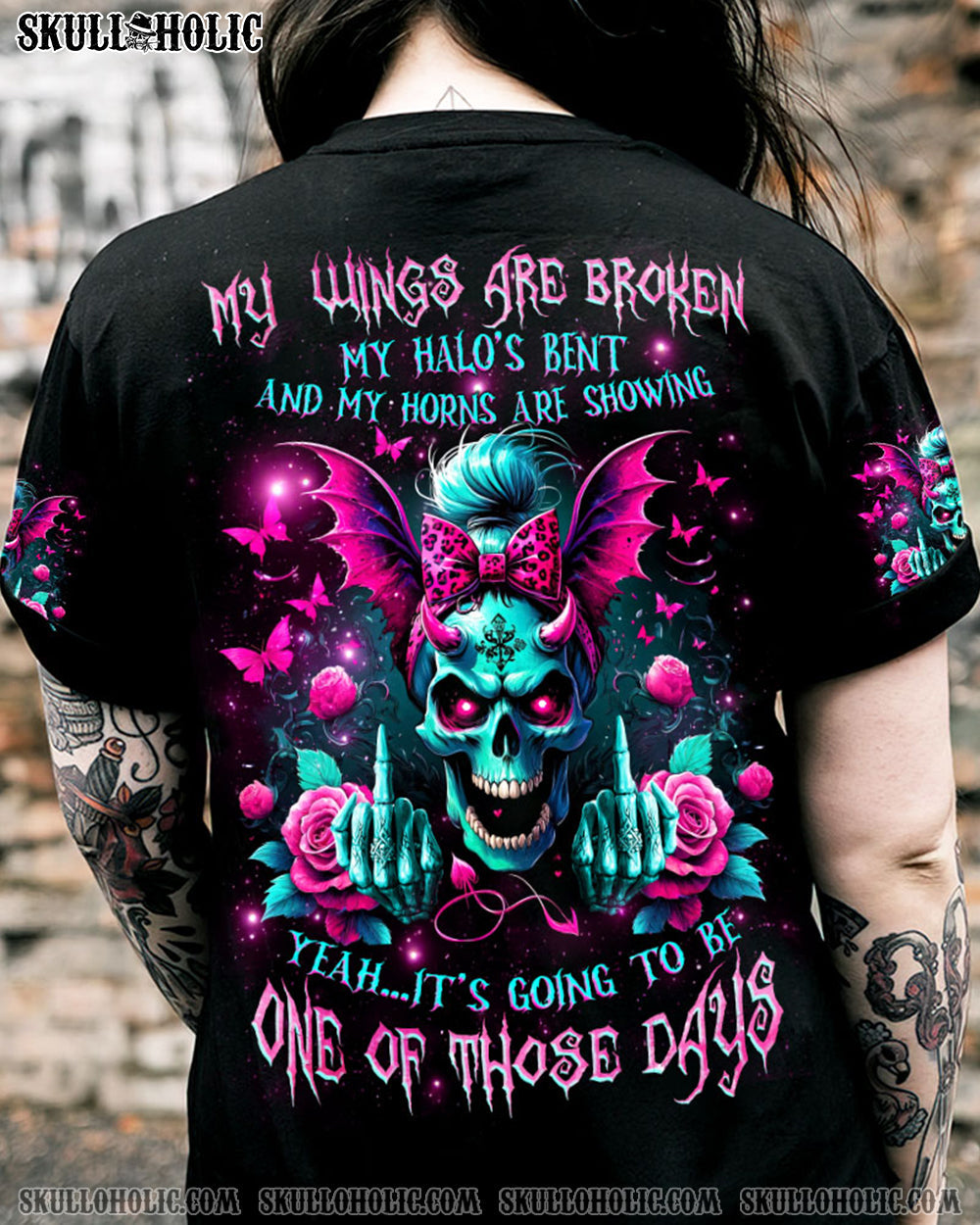 BLISSCORNERS IT'S GOING TO BE ONE OF THOSE DAYS MESSY BUN SKULL ALL OVER PRINT