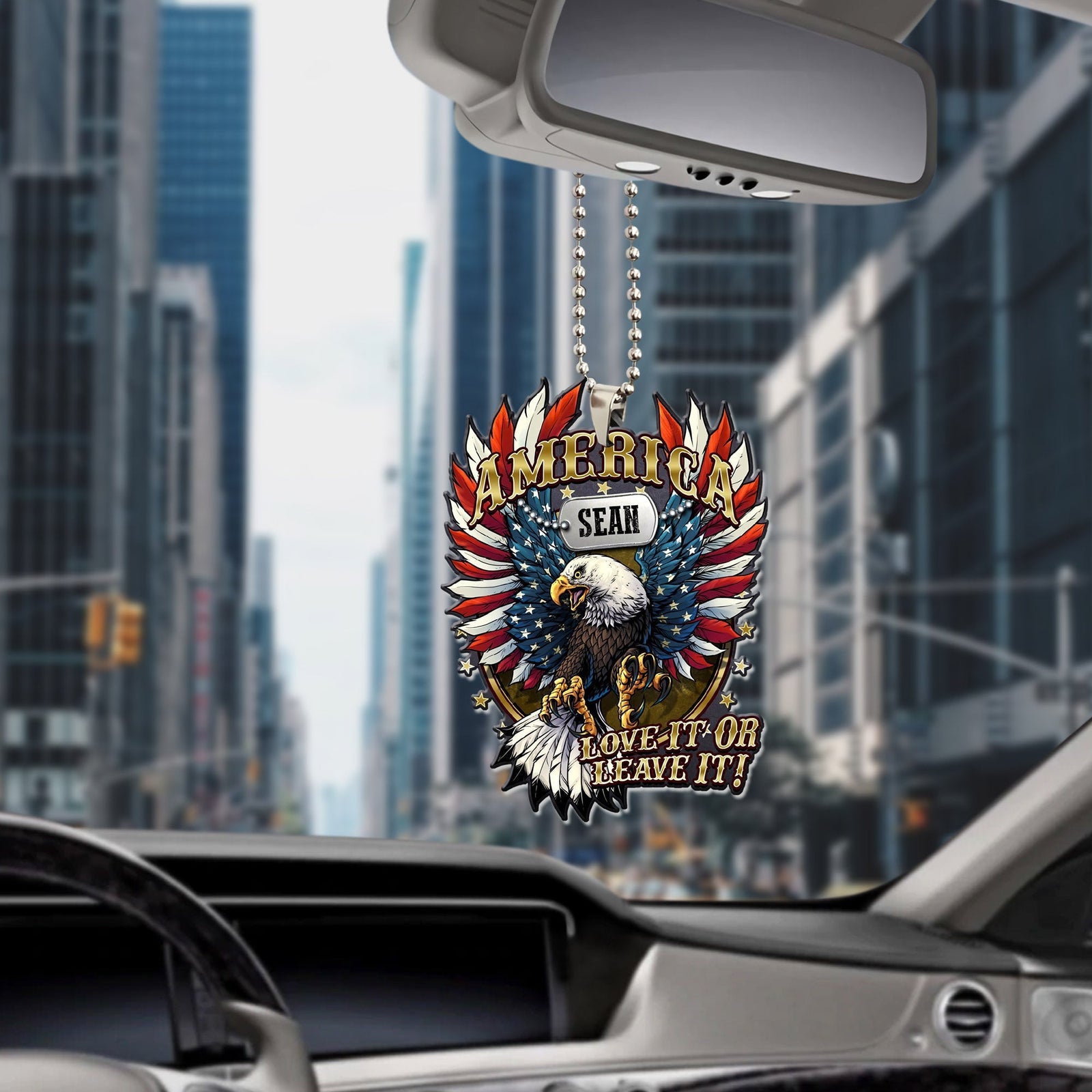 Blisscorners America Love It Or Leave It, Custom Name, Personalized Car Acrylic Ornament2D Flat LM2111