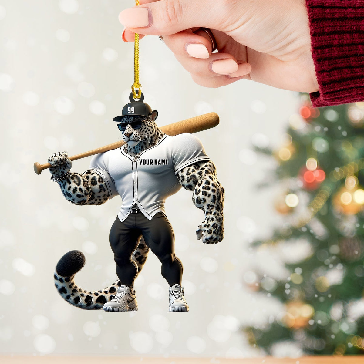 Blisscorners Baseball Leopard Christmas Ornament, Personalized Ornament2D Flat LM2211