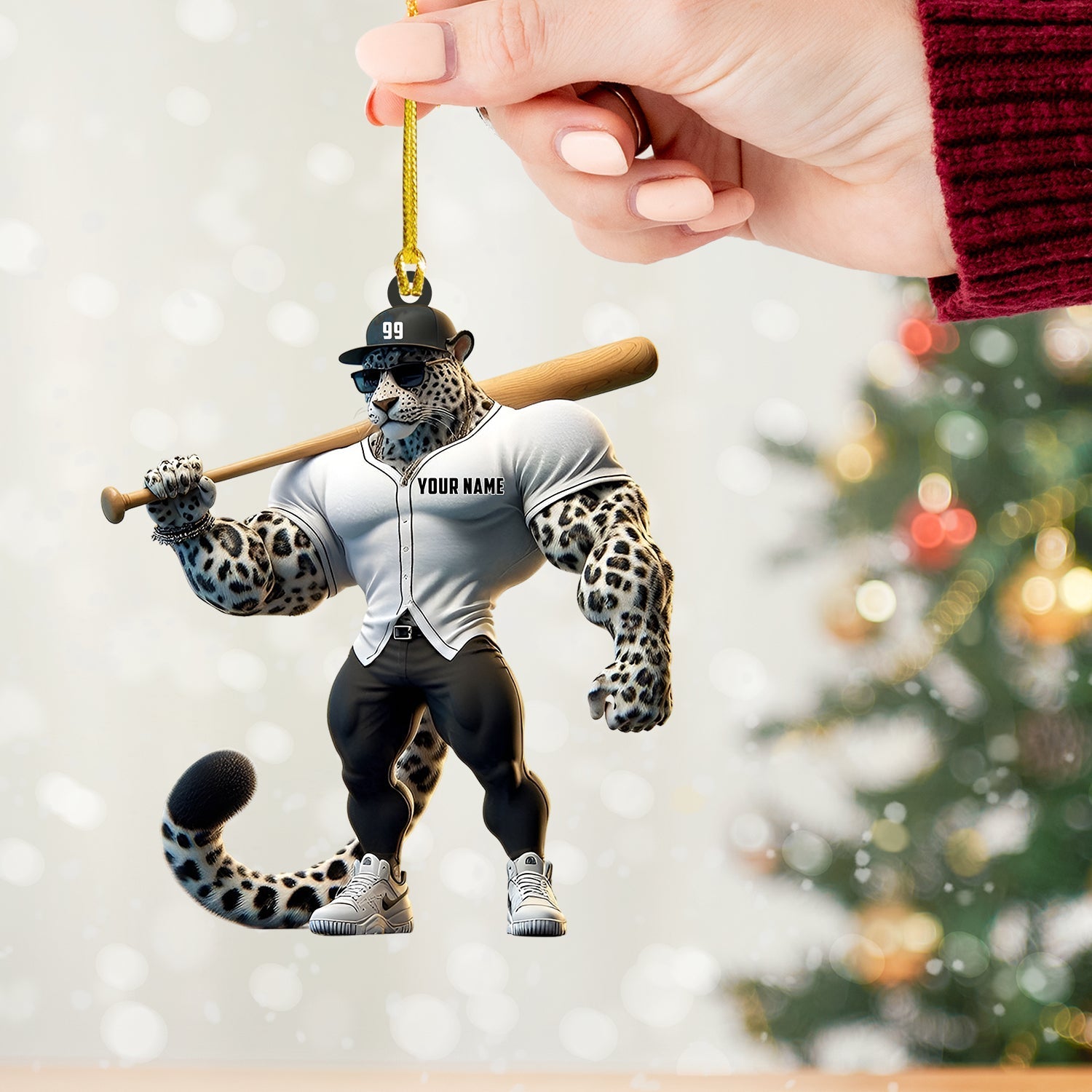 Blisscorners Baseball Leopard Christmas Ornament, Personalized Ornament2D Flat LM2211