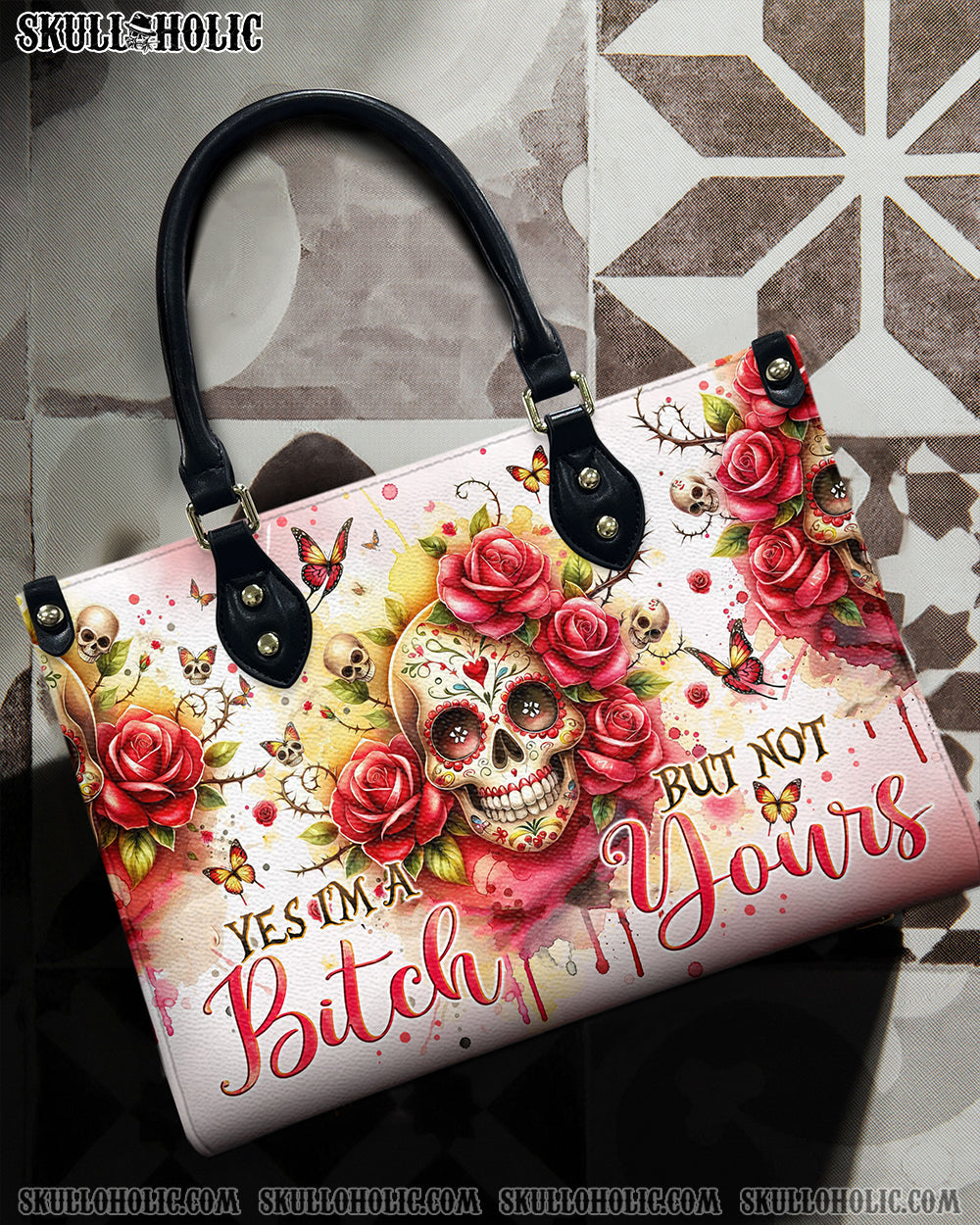 BLISSCORNERS YES I'M A B BUT NOT YOURS LEATHER HANDBAG