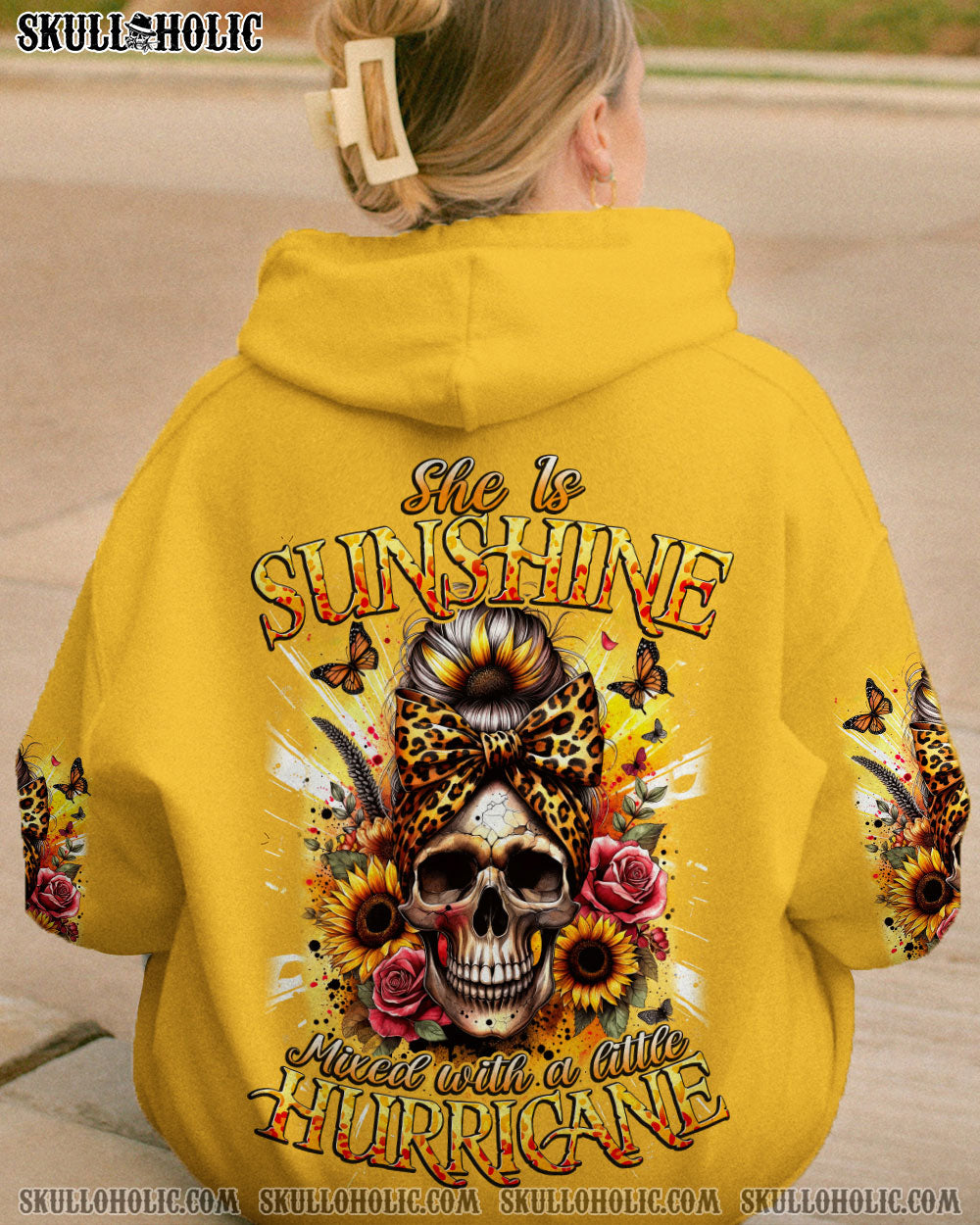 BLISSCORNERS I'M BLUNT BECAUSE GOD ROLLED ME MESSY BUN SUNFLOWER TIE DYE ALL OVER PRINT