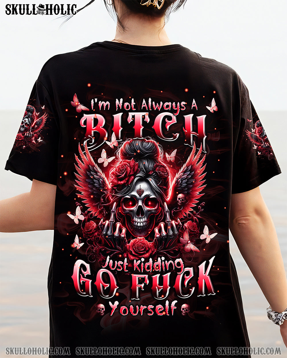 BLISSCORNERS YES I'M A B BUT NOT YOURS MESSY BUN SKULL ALL OVER PRINT