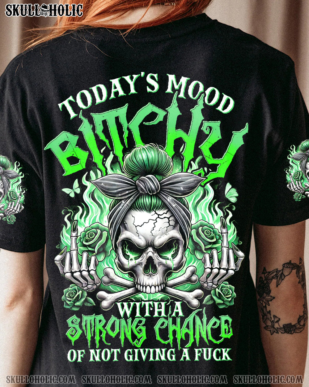 BLISSCORNERS YOUR FIRST MISTAKE SKULL MESSY BUN ALL OVER PRINT