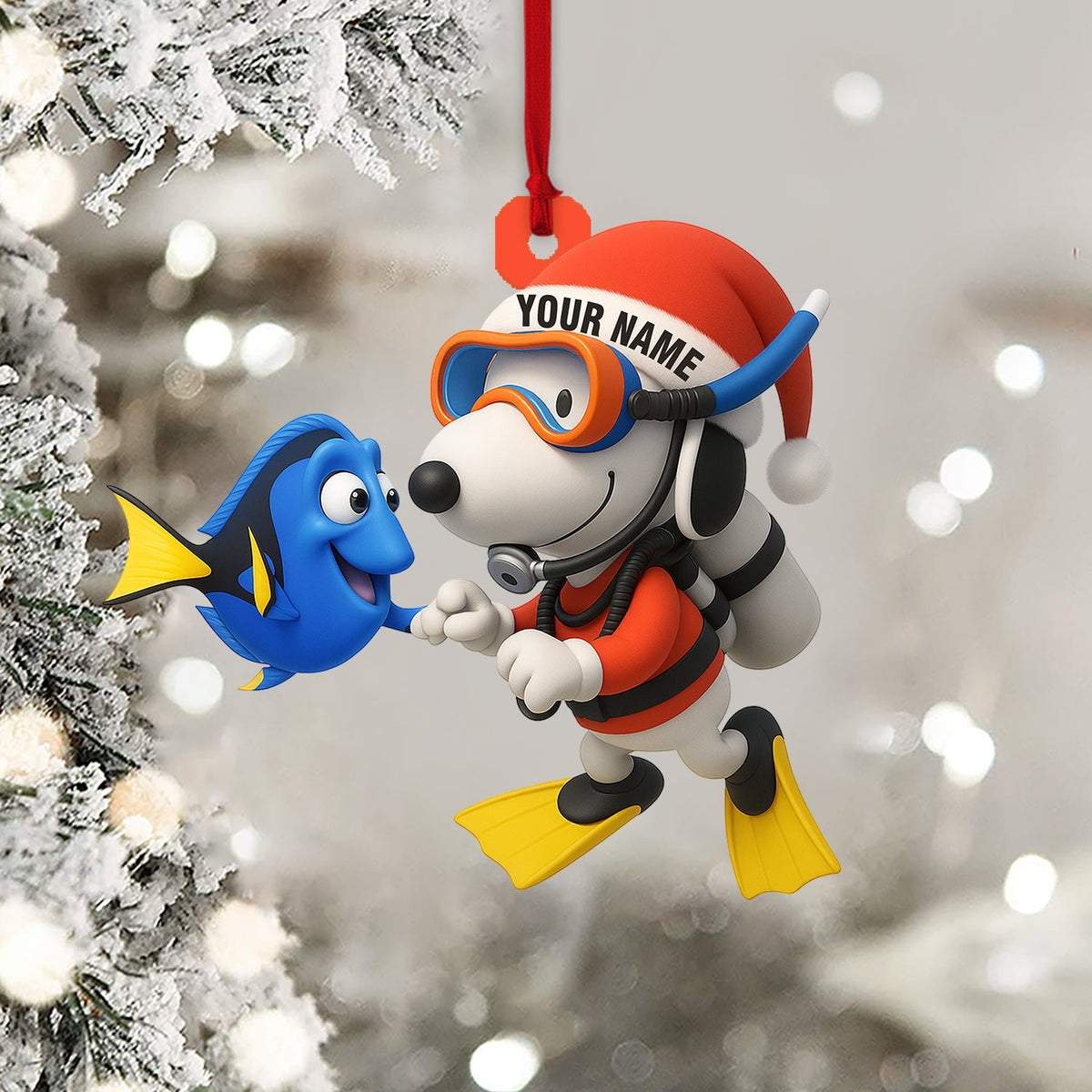 Blisscorners Christmas Diving Home Decor, Christmas Ornament, Personalized Ornament2D Flat LM2111