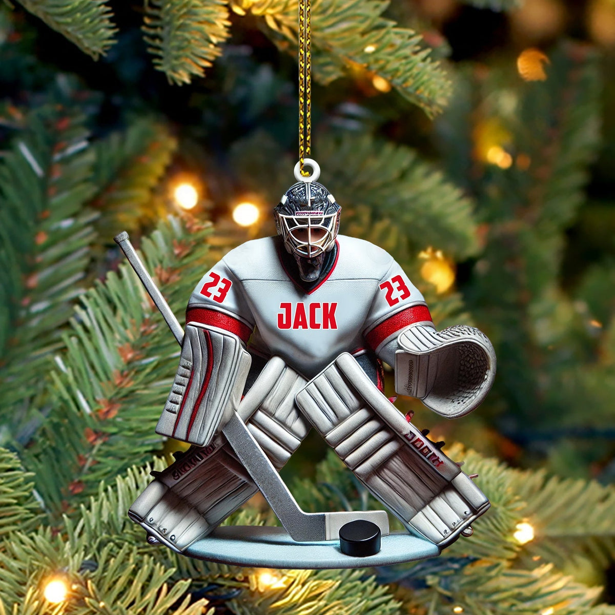 Blisscorners Hockey Goalie Christmas Ornament, Personalized Ornament2D Flat LM2211