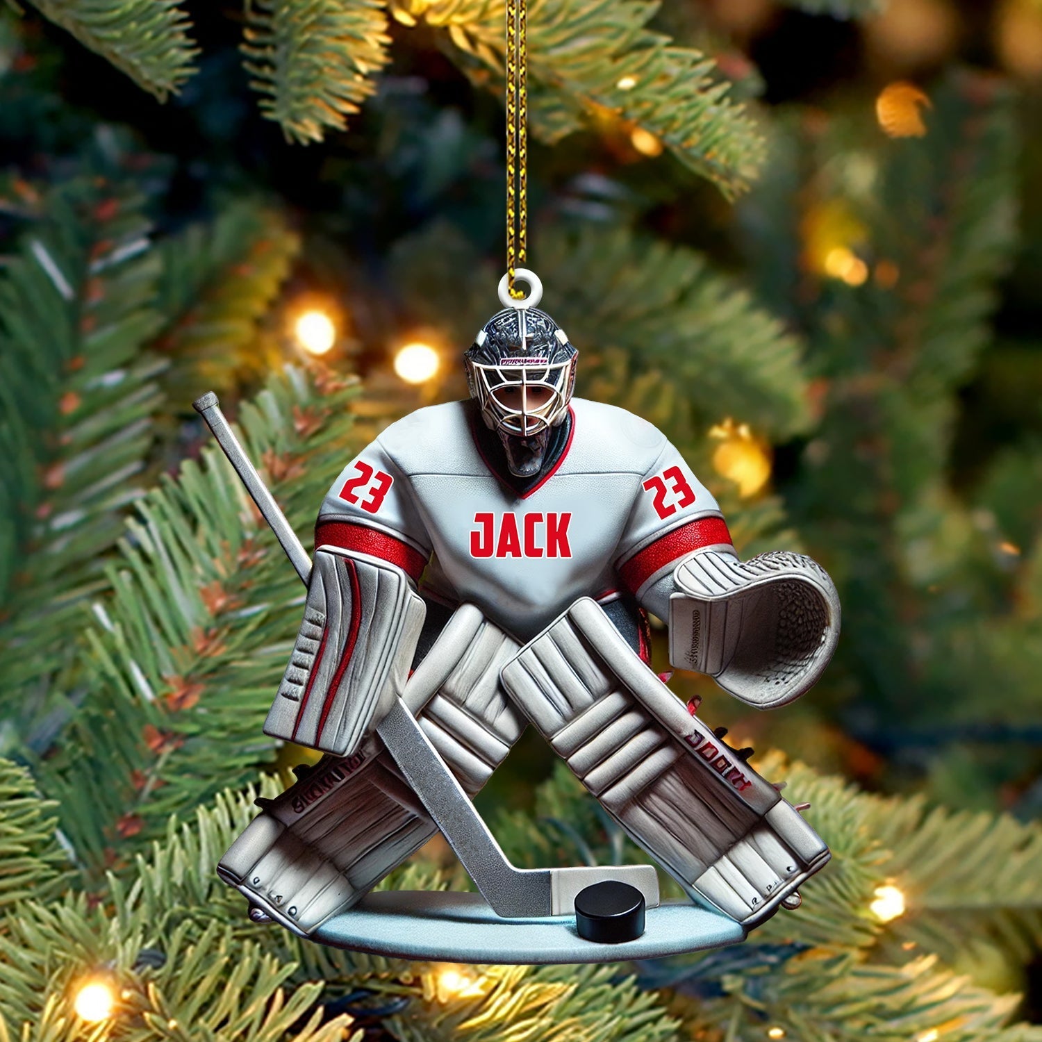 Blisscorners Hockey Goalie Christmas Ornament, Personalized Ornament2D Flat LM2211