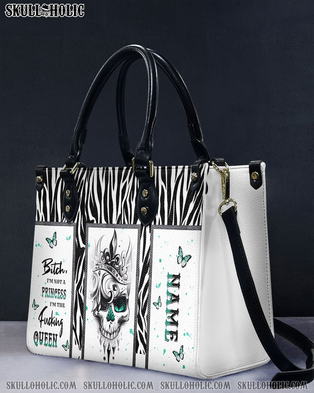 BLISSCORNERS B I'M NOT A PRINCESS I'M THE F QUEEN LEATHER HANDBAG