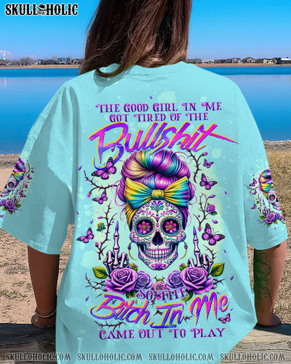 BLISSCORNERS I'M BLUNT BECAUSE GOD ROLLED ME MESSY BUN ALL OVER PRINT
