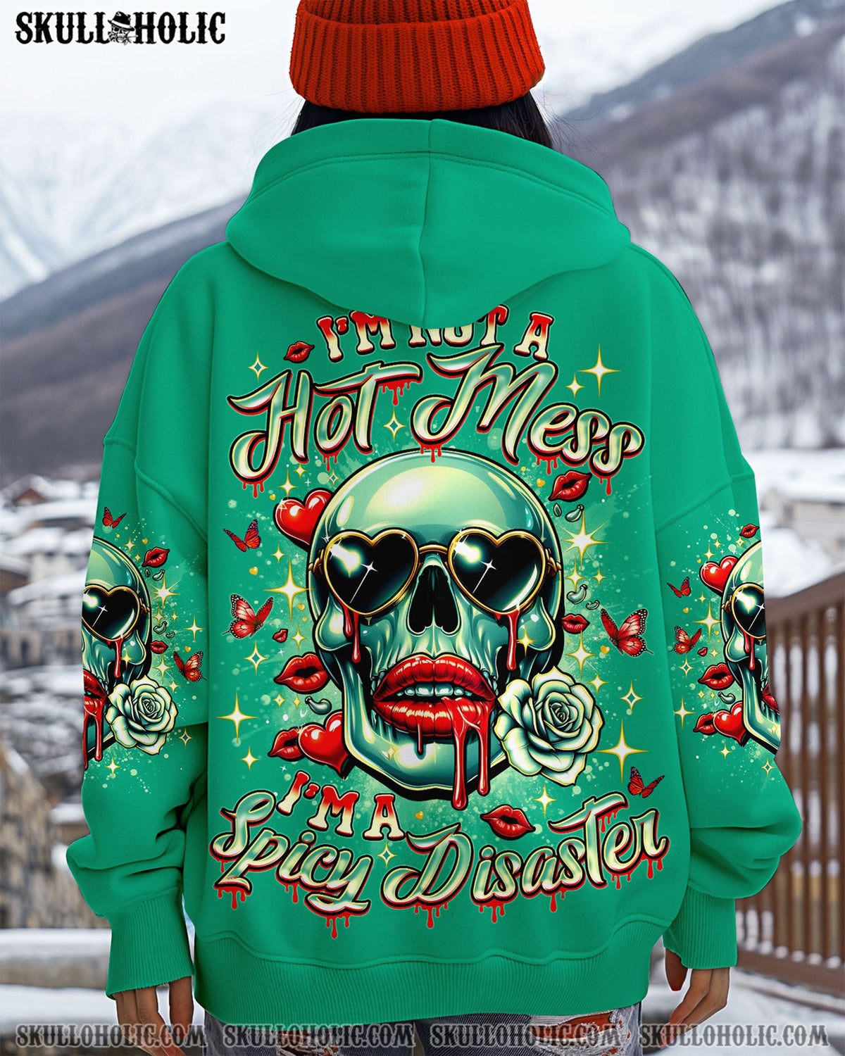 BLISSCORNERS I'M NOT A HOT MESS I'M A SPICY DISASTER SKULL ALL OVER PRINT