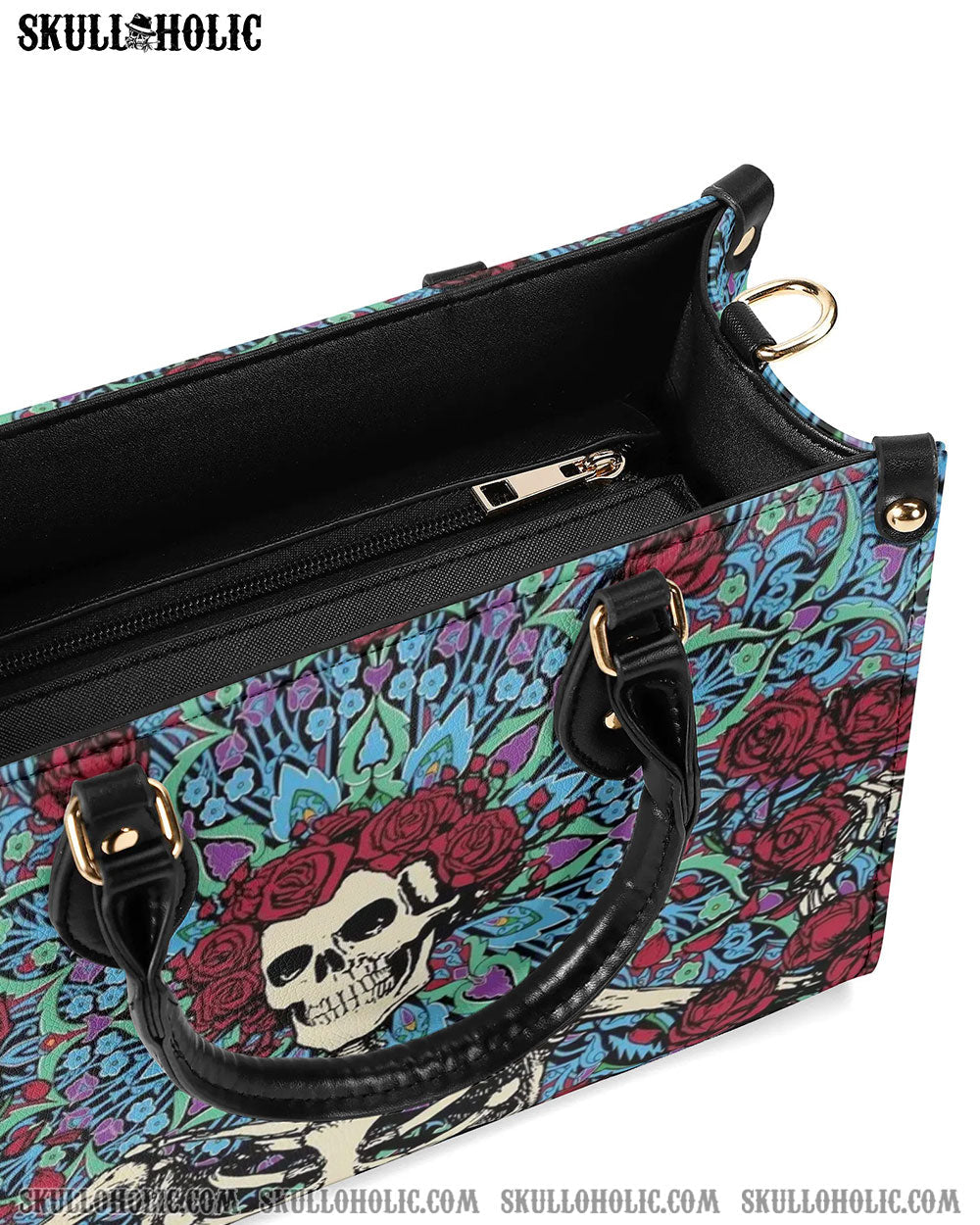 BLISSCORNERS SKELETON ROSE LEATHER HANDBAG