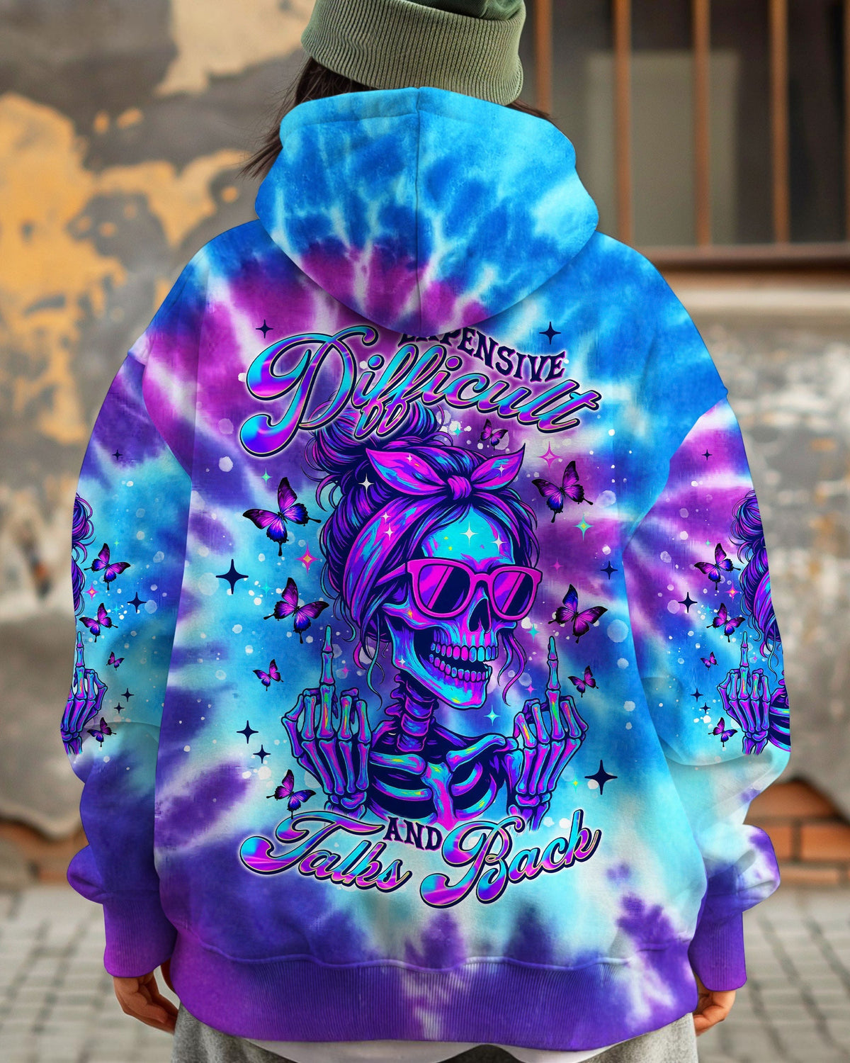 BLISSCORNERS F AROUND AND FIND OUT SKULL MESSY BUN ALL OVER PRINT
