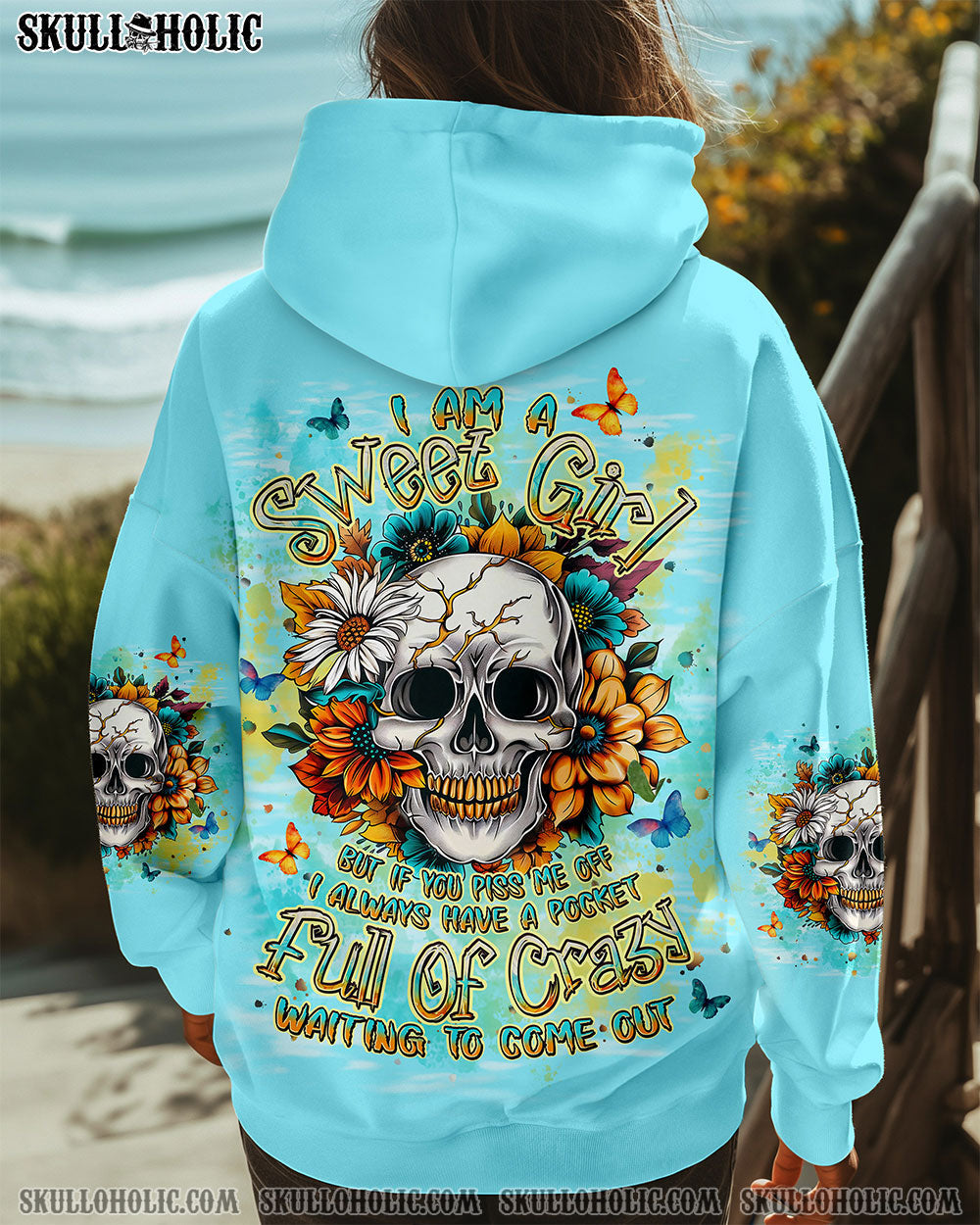 BLISSCORNERS I AM A SWEET GIRL BUT IF YOU PISS ME OFF SKULL ALL OVER PRINT