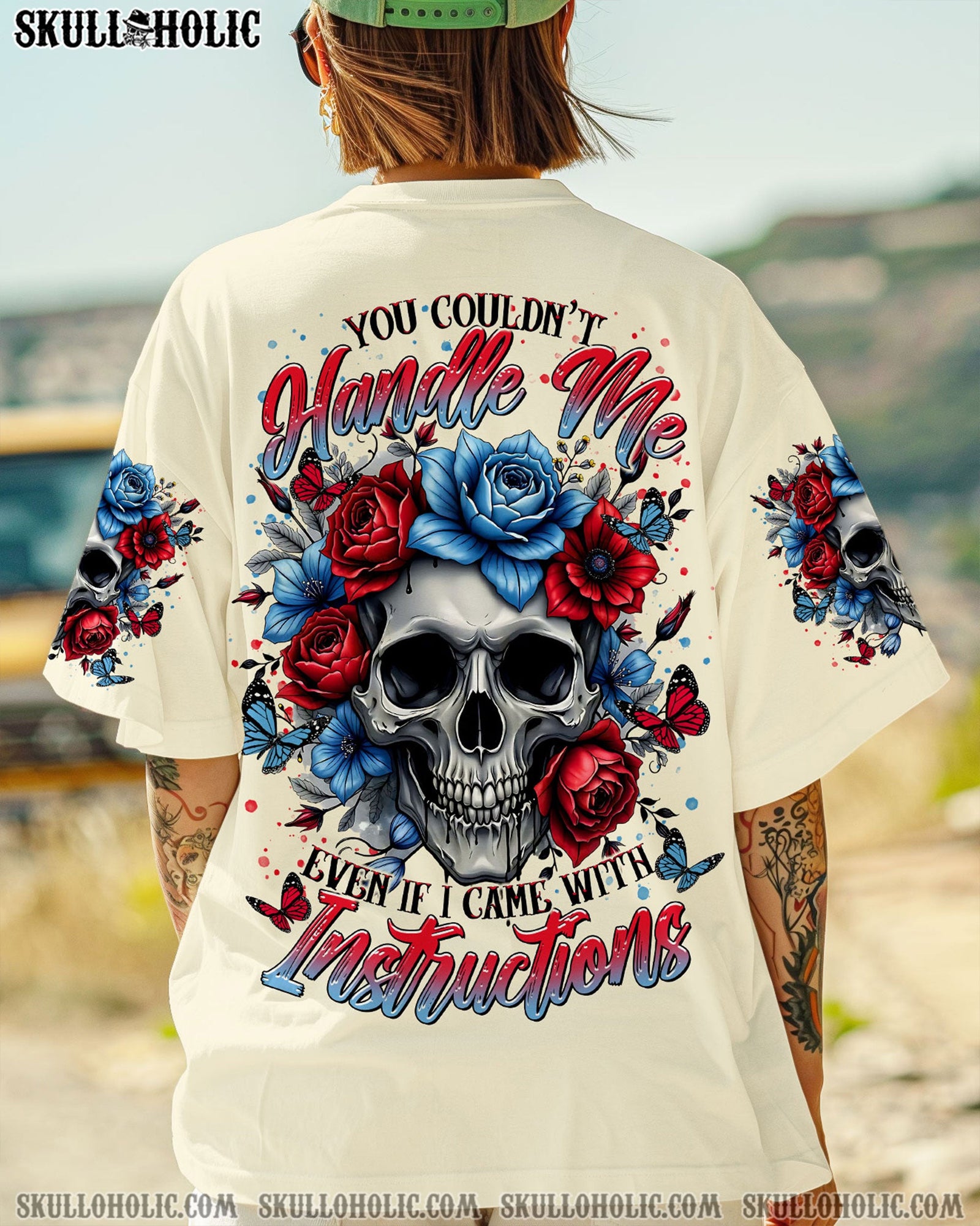 BLISSCORNERS YOU COULDN'T HANDLE ME SKULL ROSE ALL OVER PRINT