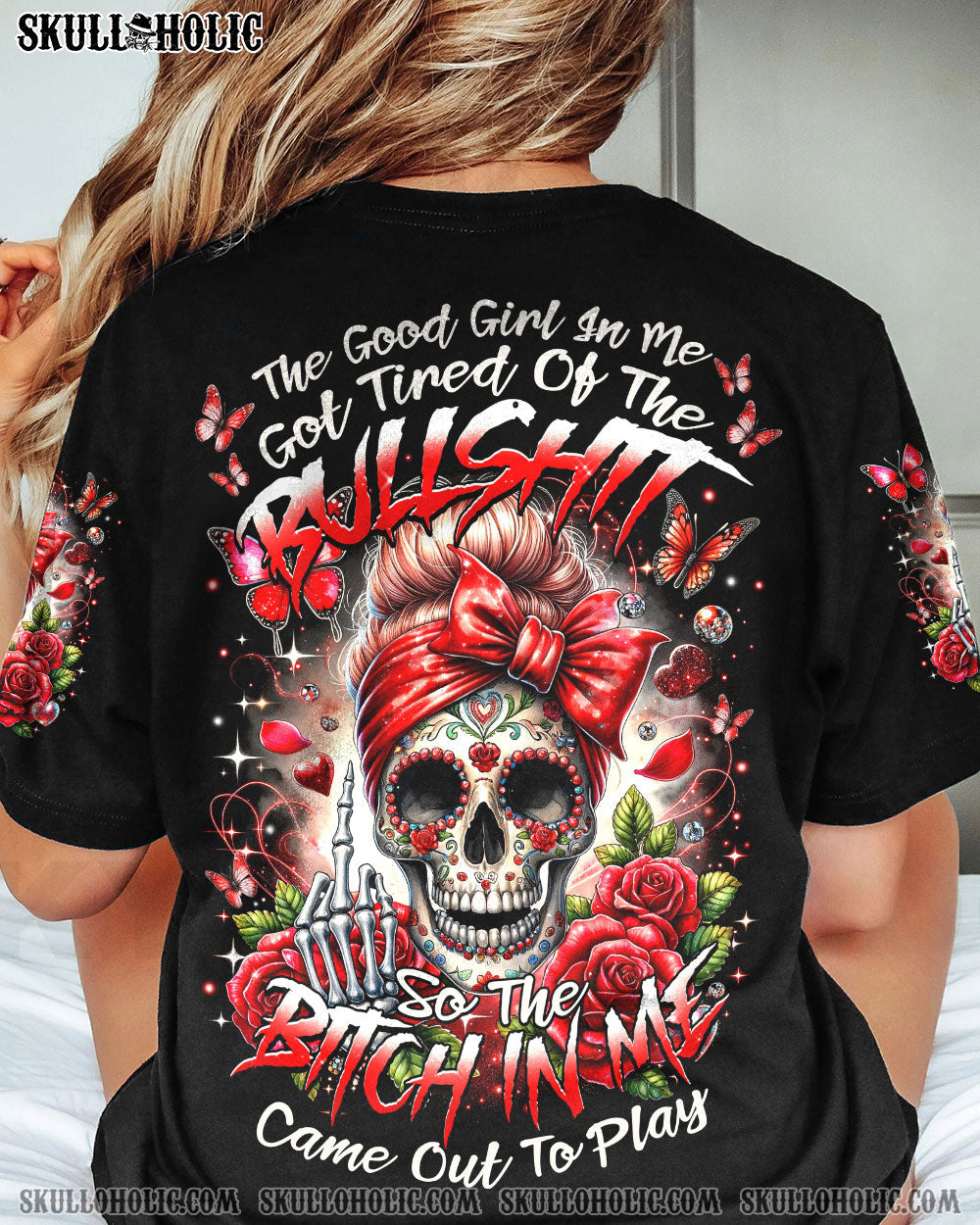 BLISSCORNERS THE GOOD GIRL IN ME MESSY BUN ALL OVER PRINT