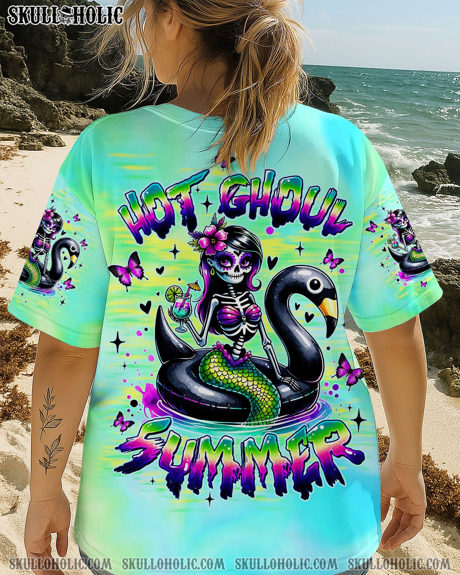 BLISSCORNERS HOT GHOUL SUMMER MERMAID SKELETON ALL OVER PRINT