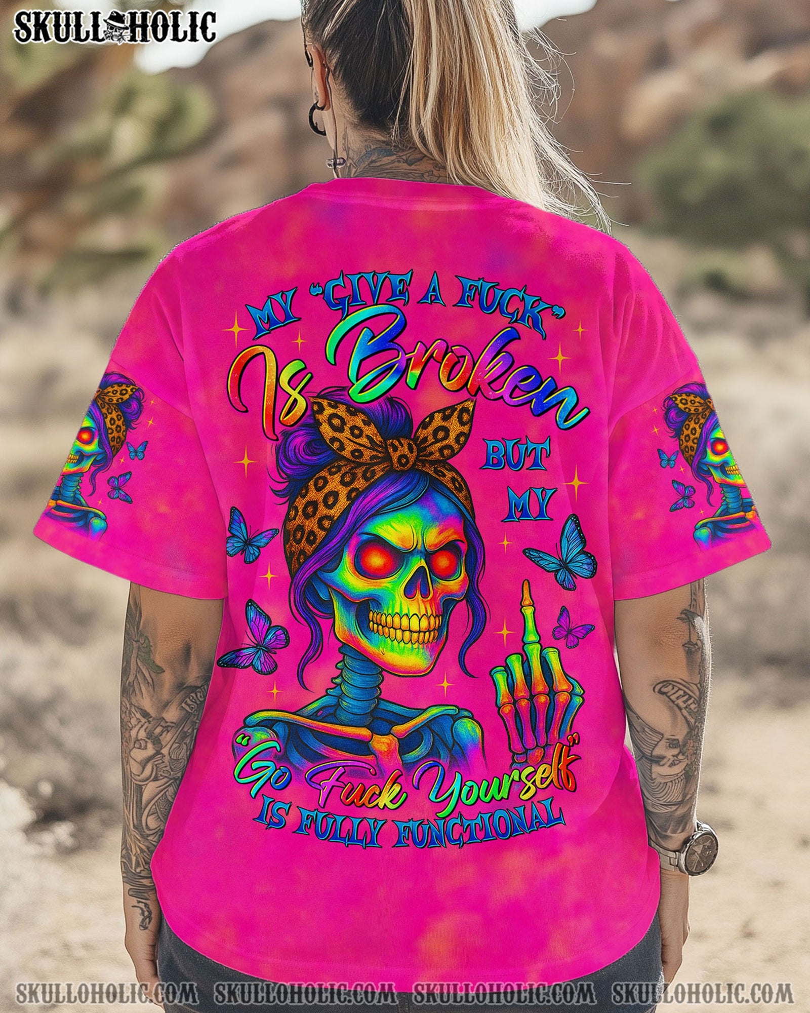 BLISSCORNERS KARMA FAIRY SKULL MESSY BUN ALL OVER PRINT