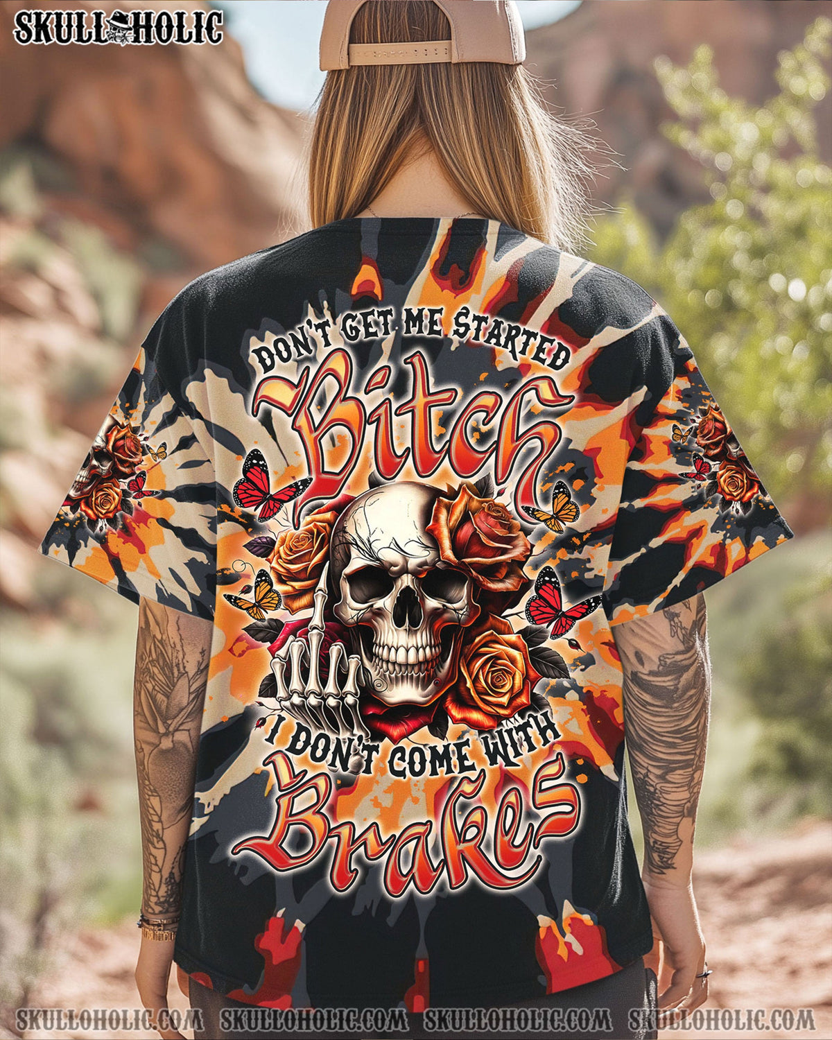 BLISSCORNERS DON'T GET ME STARTED B SKULL TIE DYE ALL OVER PRINT