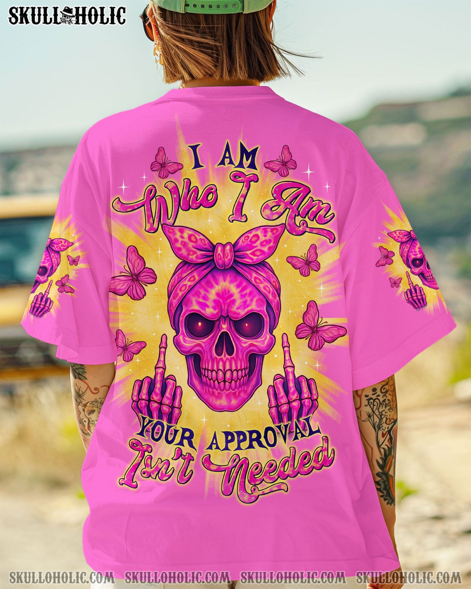 BLISSCORNERS I AM WHO I AM  SKULL MESSY BUN ALL OVER PRINT