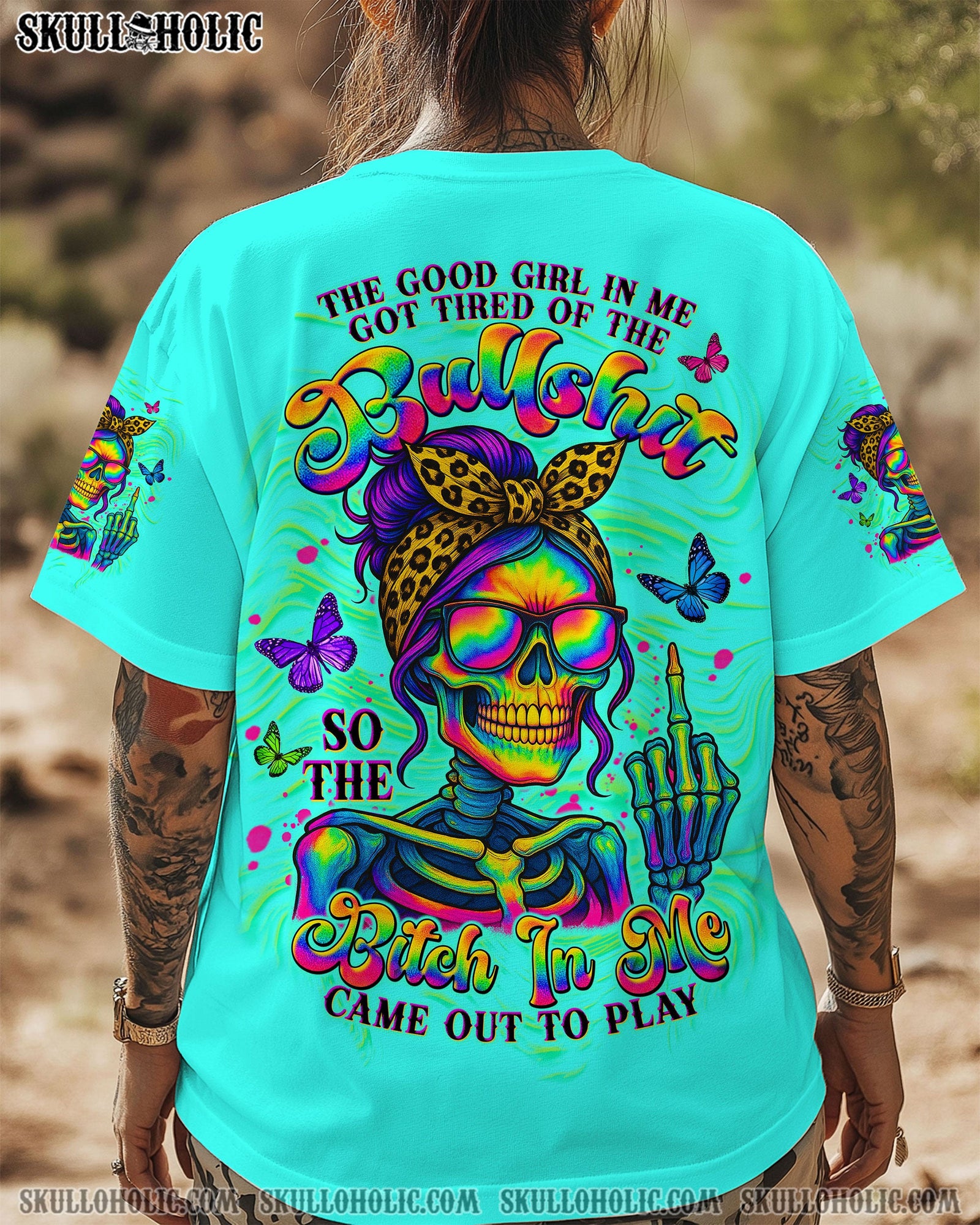 BLISSCORNERS KARMA FAIRY SKULL MESSY BUN ALL OVER PRINT