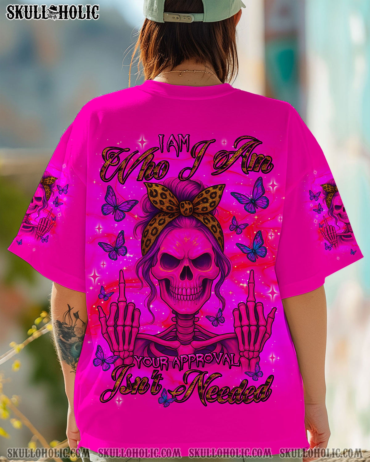 BLISSCORNERS THE GOOD GIRL IN ME ROSE SKULL MESSY BUN   ALL OVER PRINT