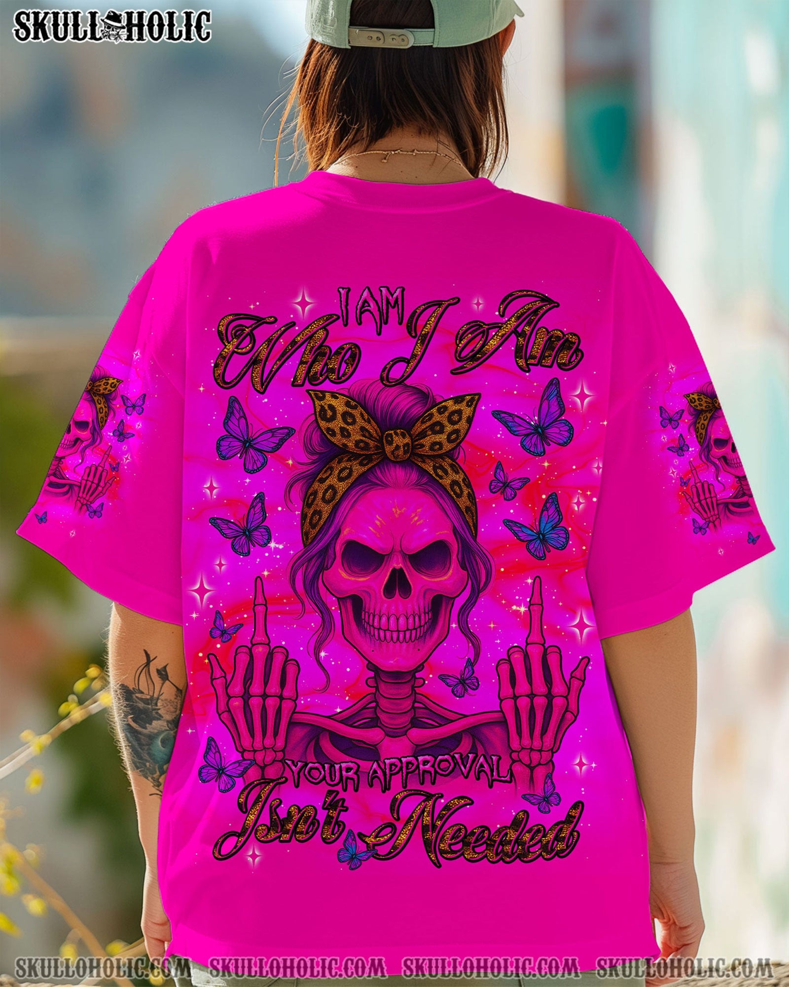 BLISSCORNERS THE GOOD GIRL IN ME ROSE SKULL MESSY BUN   ALL OVER PRINT