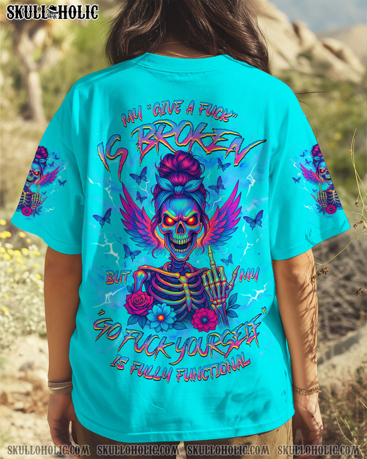 BLISSCORNERS MY GIVE A F IS BROKEN SKULL WINGS ALL OVER PRINT