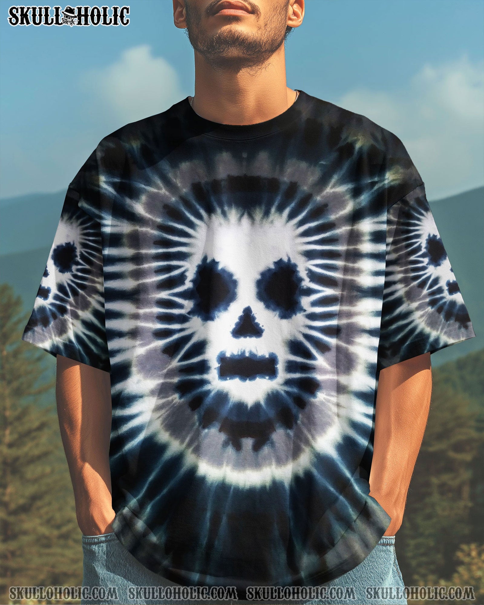 BLISSCORNERS ZOMBIE SKULL TIE DYE HAND DYED ALL OVER PRINT