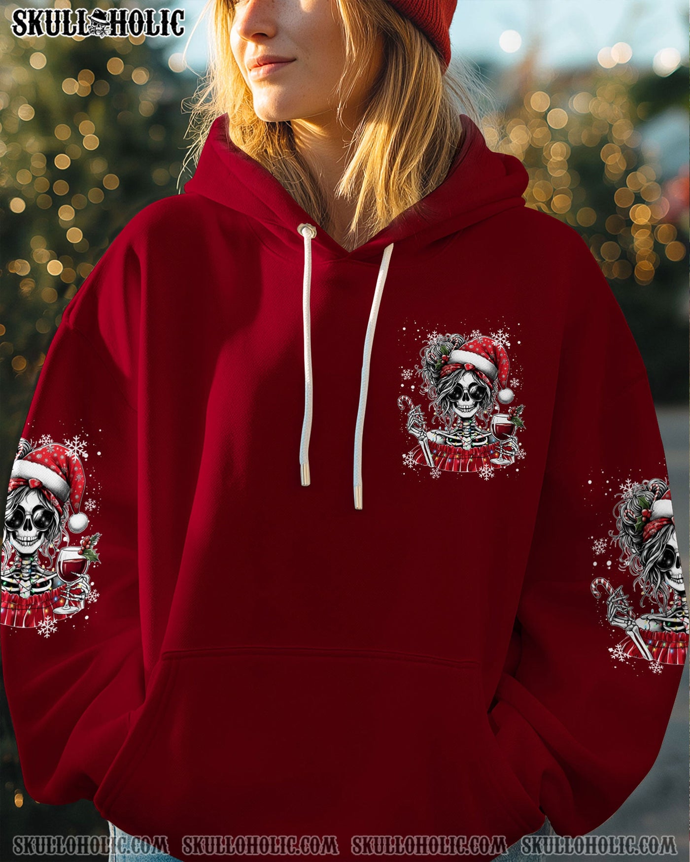 BLISSCORNERS NAH I'M GOOD MESSY BUN SKULL CHRISTMAS ALL OVER PRINT