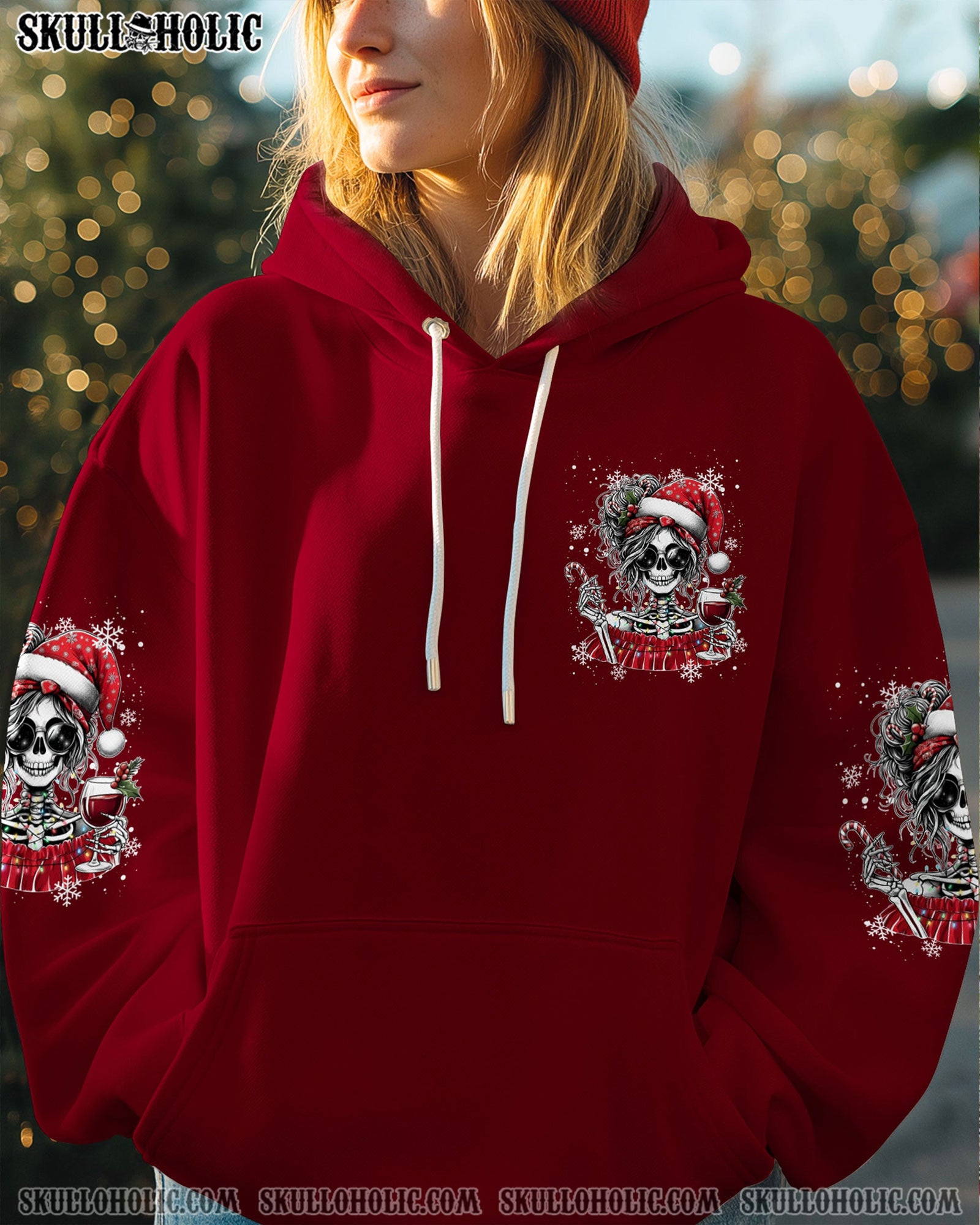 BLISSCORNERS NAH I'M GOOD MESSY BUN SKULL CHRISTMAS ALL OVER PRINT